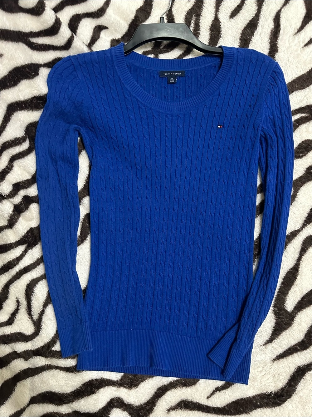 Tommy Hilfiger Royal Blue Cable-Knit Scoop Neck Sweater